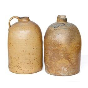 Antique Salt Glazed Stoneware Jugs, Two Total