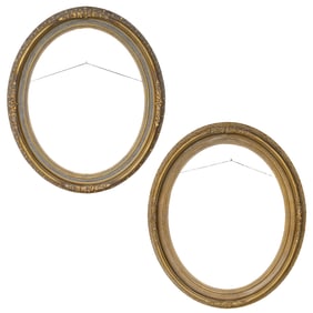 Vintage Oval Gold Leaf Frames, Pair