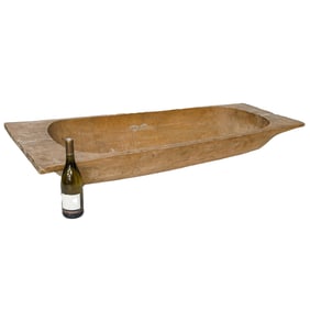 Large Carved Exotic Wood Hand Hewn Dough Bowl