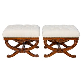 Front Gate Lourdes Tufted Benches, Pair