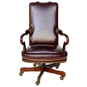 Vintage Leathercraft Merlot Color Leather Desk Chair