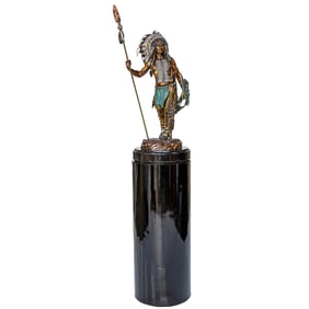 C.A. Pardell (American, 20th Century) Resolute Bronze and Mixed Media Polychrome Sculpture