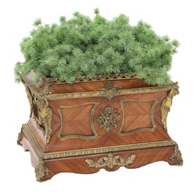 19th C. French Napoleon III Style Bronze Mounted Kings Wood Jardiniere