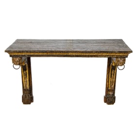 19th C. Carved Italian Painted Console Table
