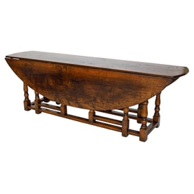 English Oak Bench Made Reproduction Gate Leg Dining Table