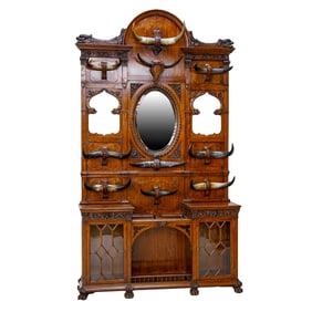 Fabulous 19th C. W.S. Brown and Sons, Edinburgh, Scottish Carved Oak Hall Tree