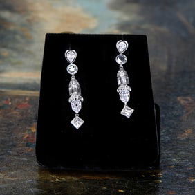 Platinum Multi Shaped Diamond Drop Earrings