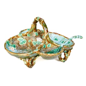 George Jones Majolica Strawberry Server
