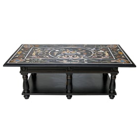 Pietra Dura Style Rectangular Coffee Table
