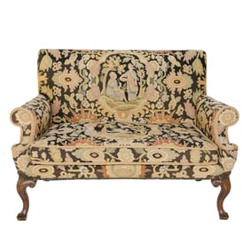 19th C. Walnut Needlepoint Settee