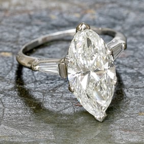 Platinum Diamond Engagement Ring, Size 8