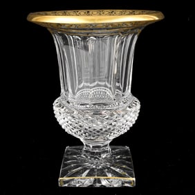 Saint-Louis Cristal, France, Large Versailles Gold Pattern Vase
