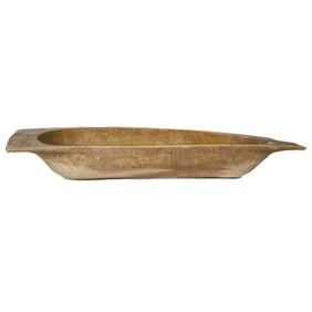 Large Carved Exotic Wood Hand Hewn Dough Bowl, Having Oval Interior