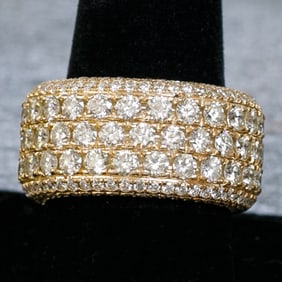 14K Yellow Gold Diamond Eternity Ring, Size 10