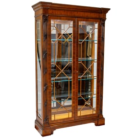 Vintage Henredon Mahogany Carved Display Cabinet