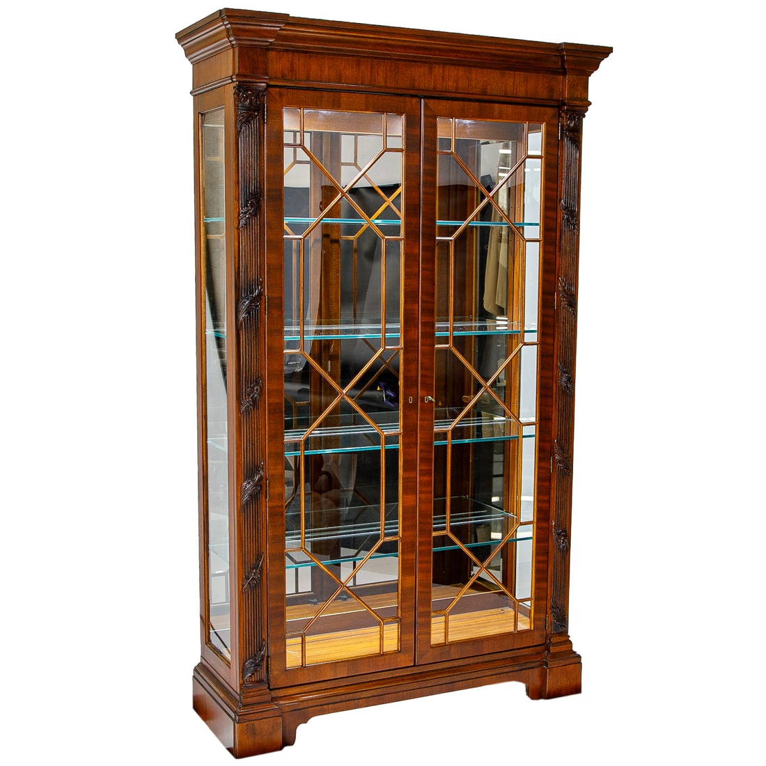 Vintage Henredon Mahogany Carved Display Cabinet (1 of 8)