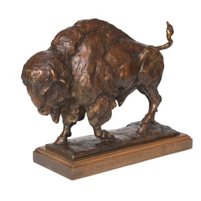 Sandy Scott (1943-) Bronze Sculpture of Bison