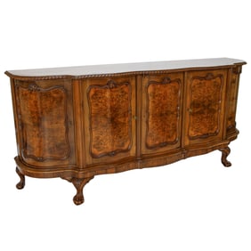 Italian Style Walnut and Burl Walnut Shaped Top Buffet