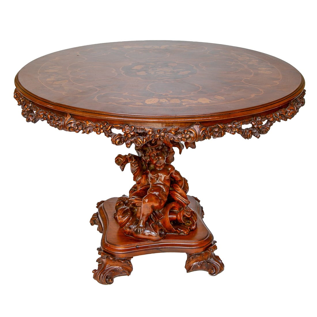 Circular Mahogany Inlaid Center Table (1 of 7)