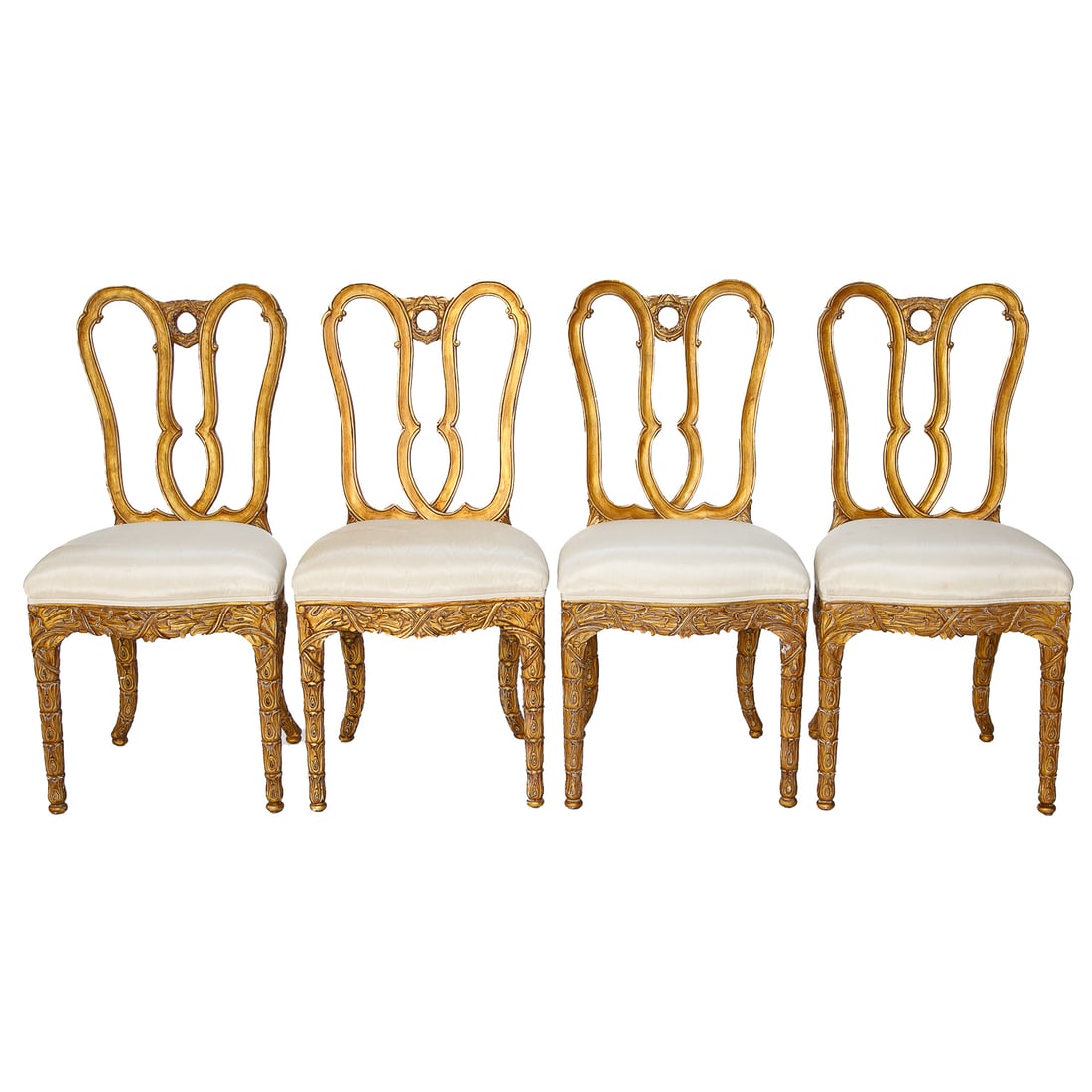 Italian Florentine Style Gilt Wood Carved Side Chairs, Four Total (1 of 12)