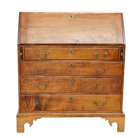Late 18th C. New Hampshire Made American Maple Chippendale Style Slant Front Bureau