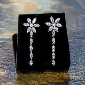 Platinum Diamond Flower Earrings
