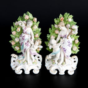Meissen Porcelain Bocage Figures, Pair