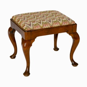 19th C. English Walnut George I Style Stool