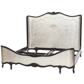 Theodore Alexander Carved Louis XV Style Silver Leaf King Size Bed