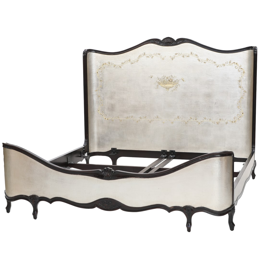 Theodore Alexander Carved Louis XV Style Silver Leaf King Size Bed (1 of 8)