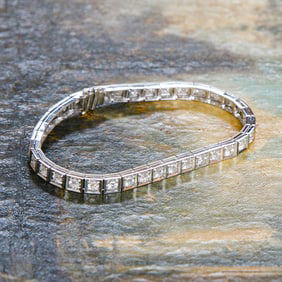 7 Inch 14K White Gold Diamond Box Bracelet