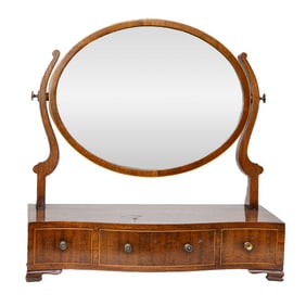 Late 19th C. English Mahogany Sheraton Style Dressing Mirror