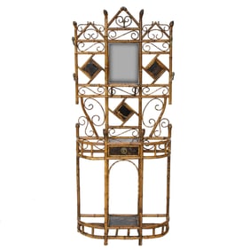 Vintage French Style Bamboo Hall Tree/Hat Rack