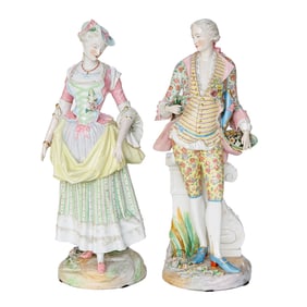 Jacob Petit, Paris, French Porcelain Figures, Companion Pair Lady and Gent
