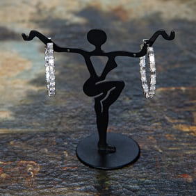 18K White Gold Diamond In & Out Hoop Earrings