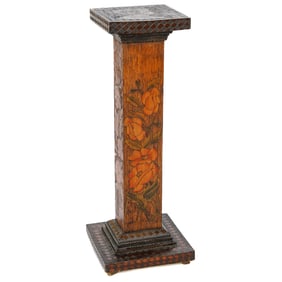 Antique Pine and Teak Wood Square Pedestal