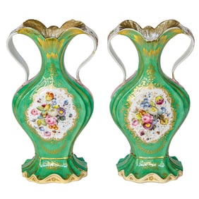 Late 19th/Early 20th C. Old Paris Style French Porcelain Vases, Pair