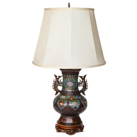 Vintage Champleve Urn Converted into Table Lamp