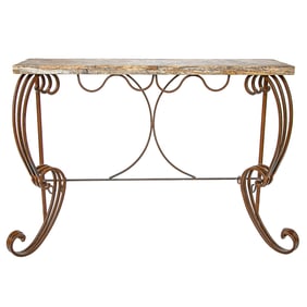 Metal and Stone Console Table