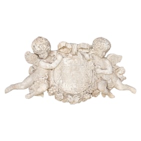 Vintage Plaster Putti Wall Hanging