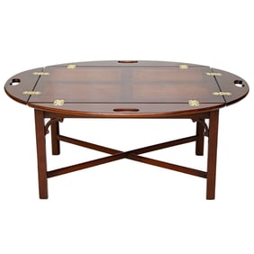 Mahogany and Yew Wood Butler's Tray on Stand Coffee Table