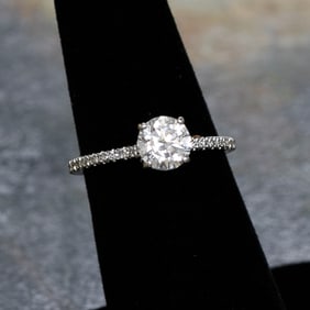 14K White Gold Diamond Engagement Ring, Size 6.25