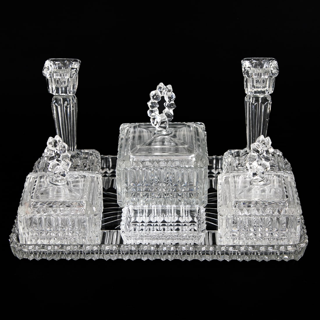 Vintage Glass Vanity Set, Seven Pieces (1 of 7)