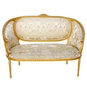 Louis XVI Style Gold Leaf Settee