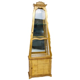 Italian Made Florentia Furniture Gold Triangular Shaped Florentine Style Curio Cabinet