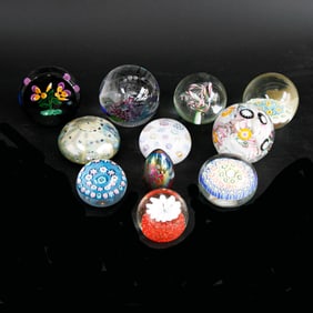 Collection of Glass Paperweights, Eleven (11) Total