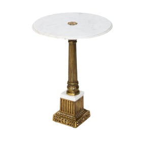 Circular Quartz and Brass Side/Accent Table