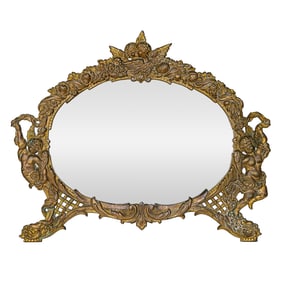 National Brass and Iron Works Oval Brass Vanity Mirror