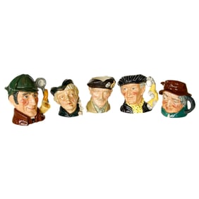 Vintage Group of Royal Doulton English Porcelain Toby Character Mugs, Five Total