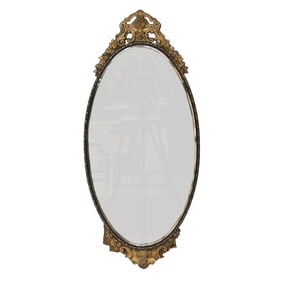 Vintage Victorian Style Carved Wood Oval Wall Mirror
